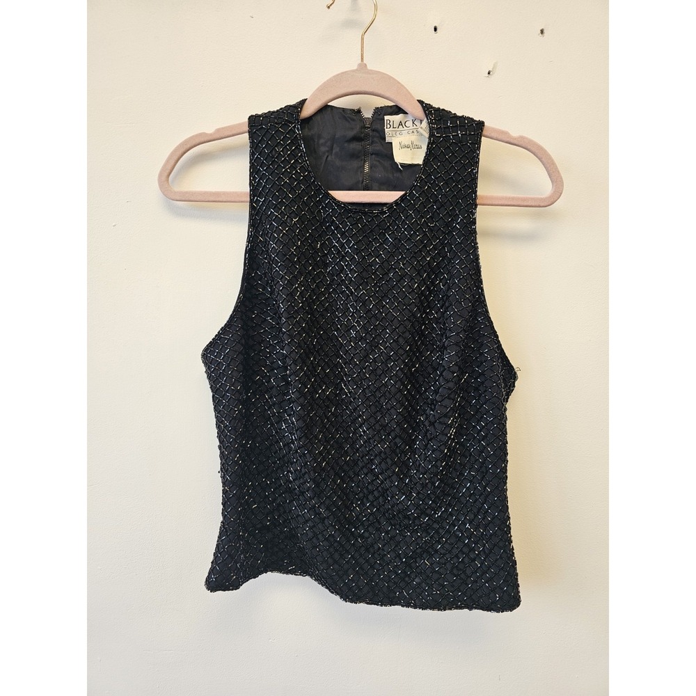 Black Tie Oleg Cassini Women's Black Top Neimann Marcus Evening Tank Size 10